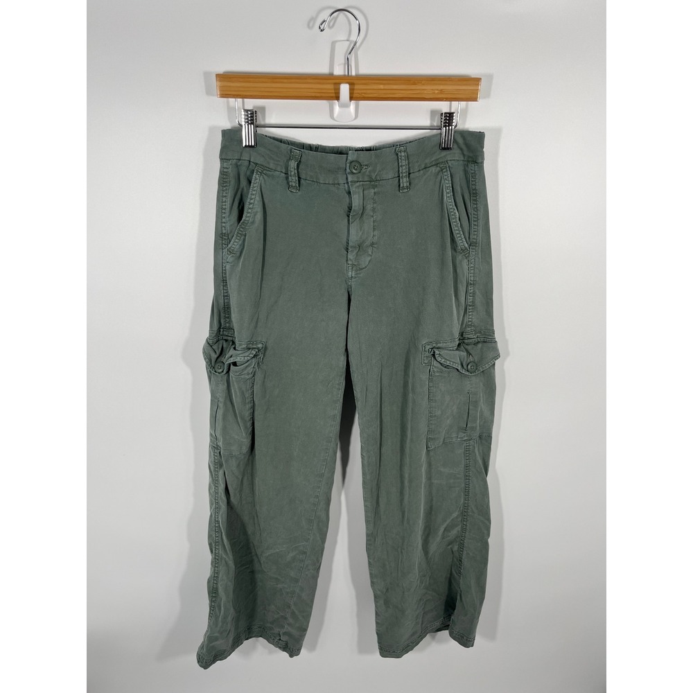 American‎ Eagle Y2K Mid Rise Baggy Wide Leg Cargo Pants Womens 4 Green